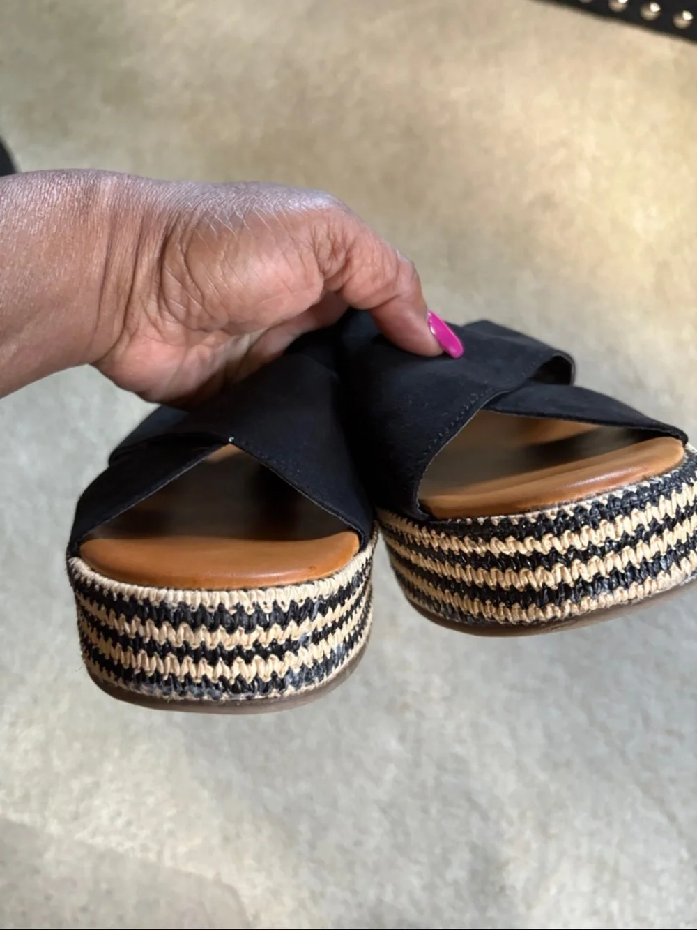 a.n.a Black Crisscross Espadrille-Style Platform Sandals
